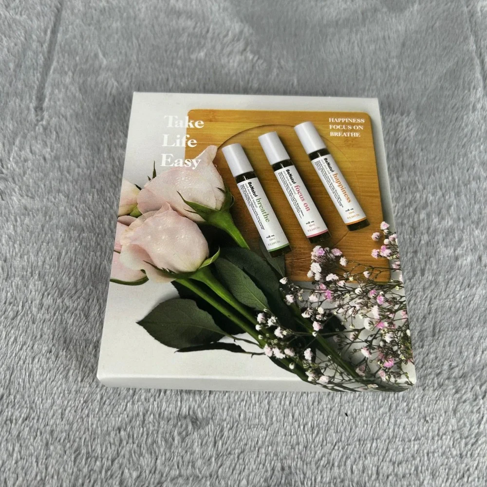 BeNatu Essential Oil Roll On Set 3pk Breathe Focus Happiness 10ml Aromatherapy